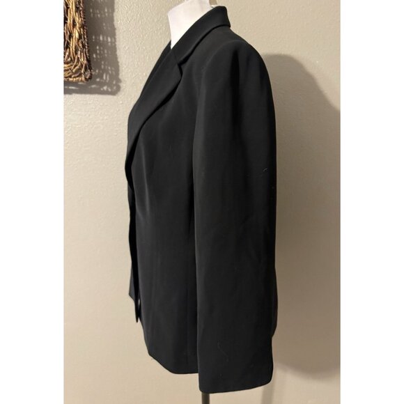 Kasper Suit Jacket Blazer 16P 16 Petite Black Classic 1 Button Polyester - Picture 2 of 8